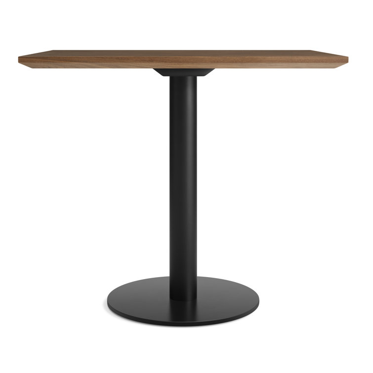Walnut and Matte Black Rectangular Cafe Table with Steel Pedestal