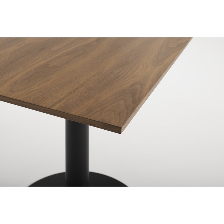 Walnut and Matte Black Rectangular Cafe Table with Steel Pedestal