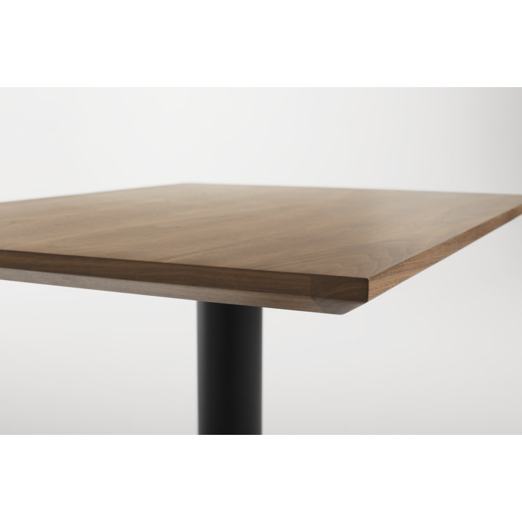 Walnut and Matte Black Rectangular Cafe Table with Steel Pedestal