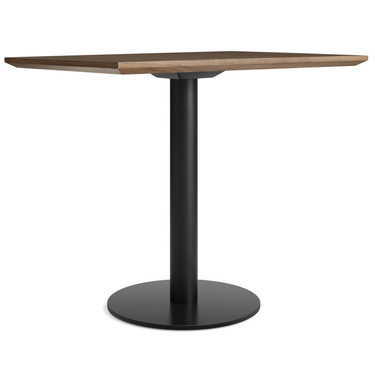 Walnut and Matte Black Rectangular Cafe Table with Steel Pedestal