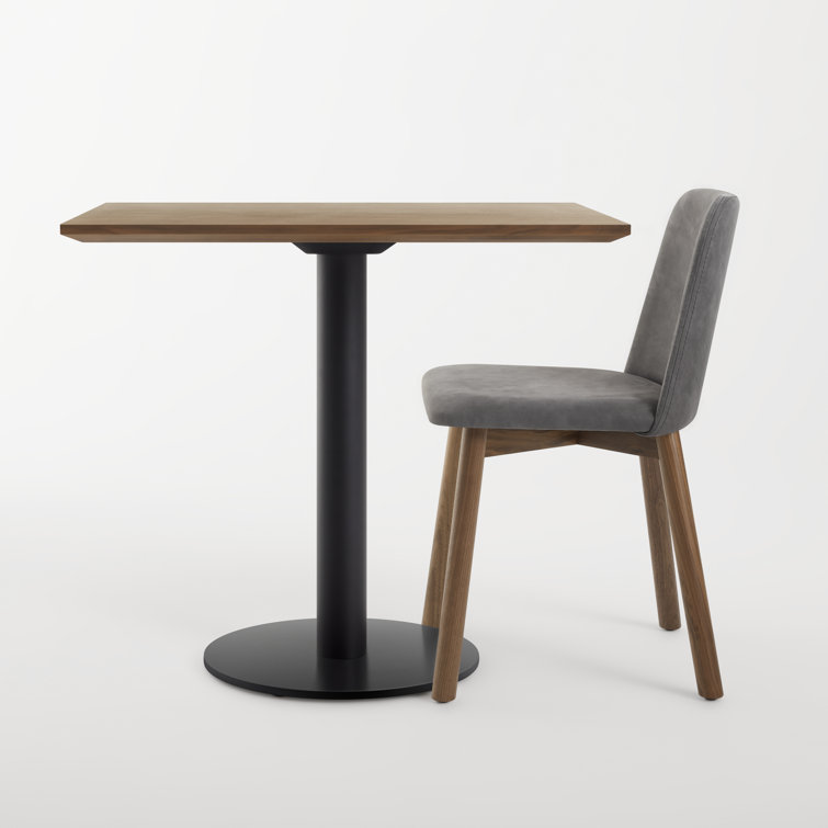 Walnut and Matte Black Rectangular Cafe Table with Steel Pedestal