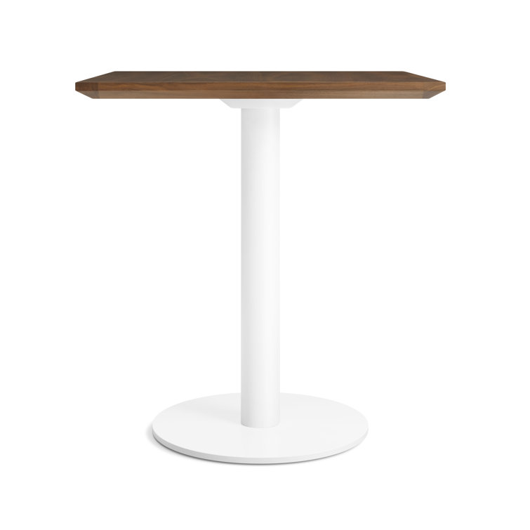 Walnut and Matte White Rectangular Dining Table with Steel Pedestal