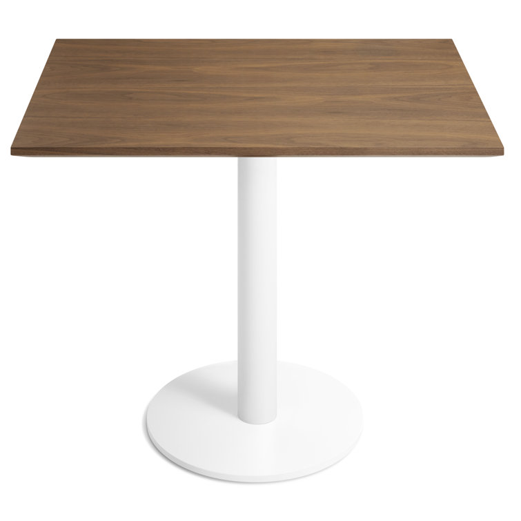 Walnut and Matte White Rectangular Dining Table with Steel Pedestal