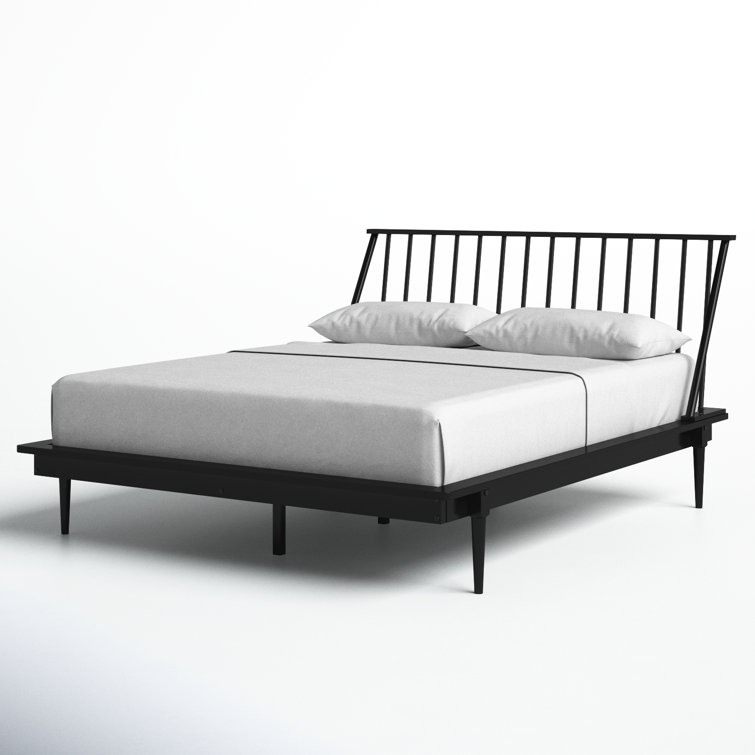 Elegant Queen Pine Spindle Bed with Headboard and Storage Drawer