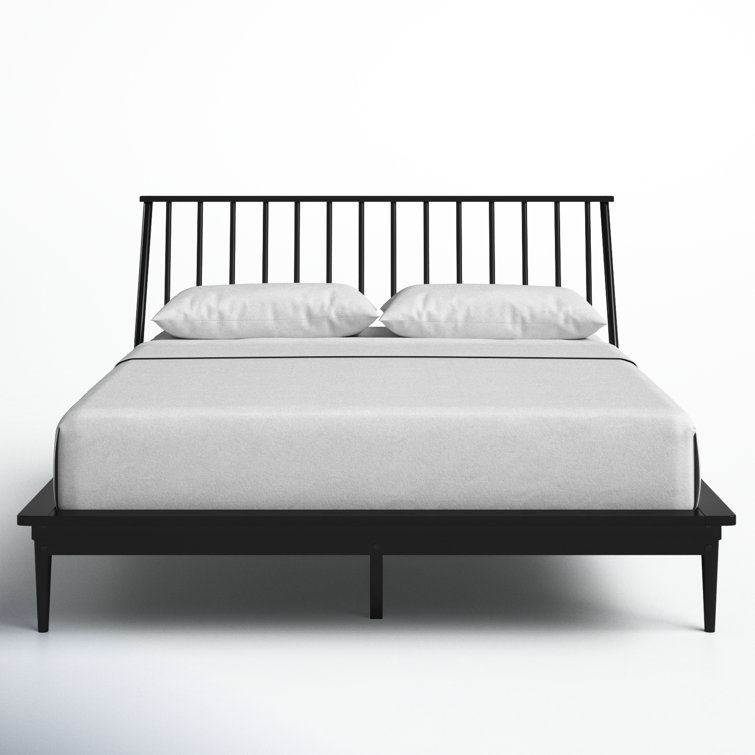 Elegant Queen Pine Spindle Bed with Headboard and Storage Drawer