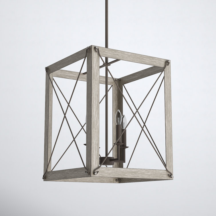 Thornwood Washed Pine and Weathered Iron 4-Light Indoor/Outdoor Pendant