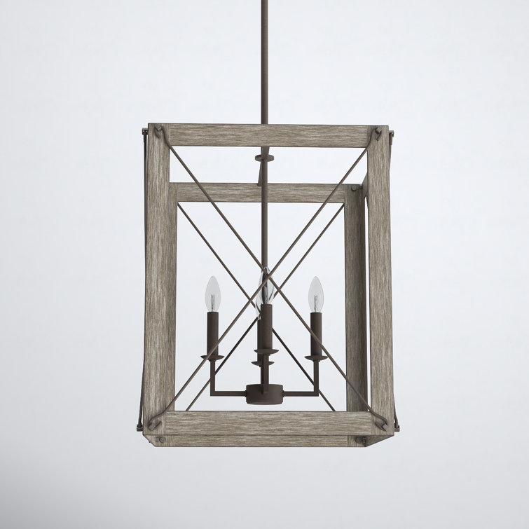 Thornwood Washed Pine and Weathered Iron 4-Light Indoor/Outdoor Pendant