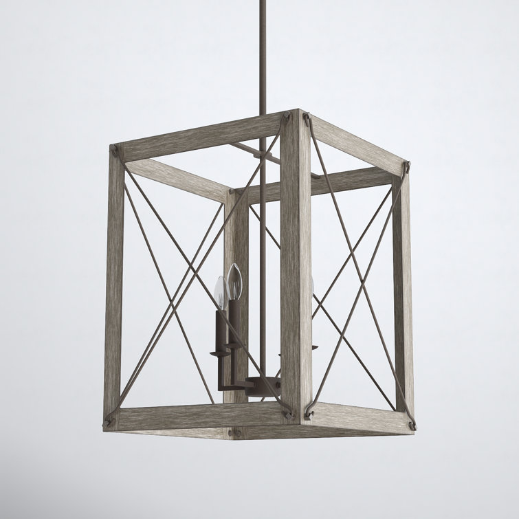 Thornwood Washed Pine and Weathered Iron 4-Light Indoor/Outdoor Pendant