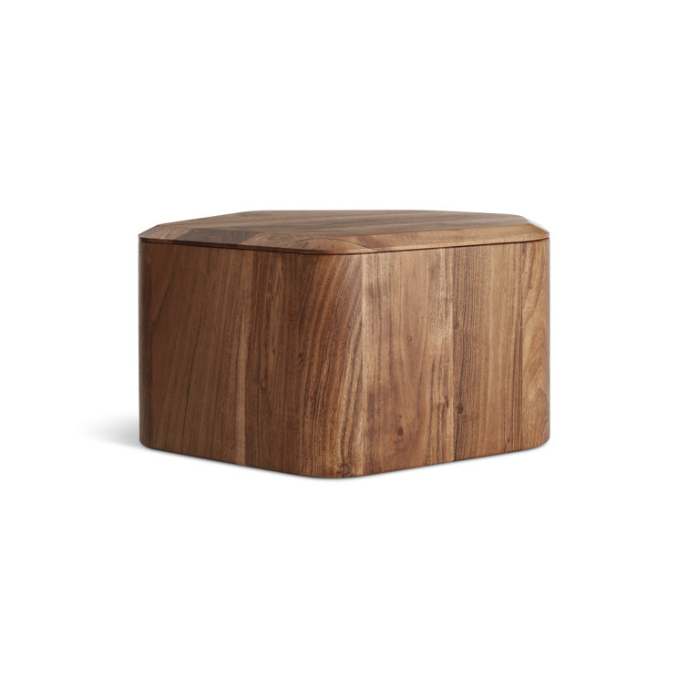 Acacia Wood Rectangular Side Table with Storage