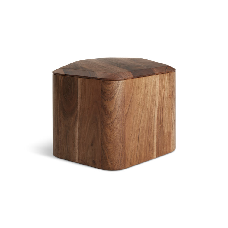 Acacia Wood Rectangular Side Table with Storage