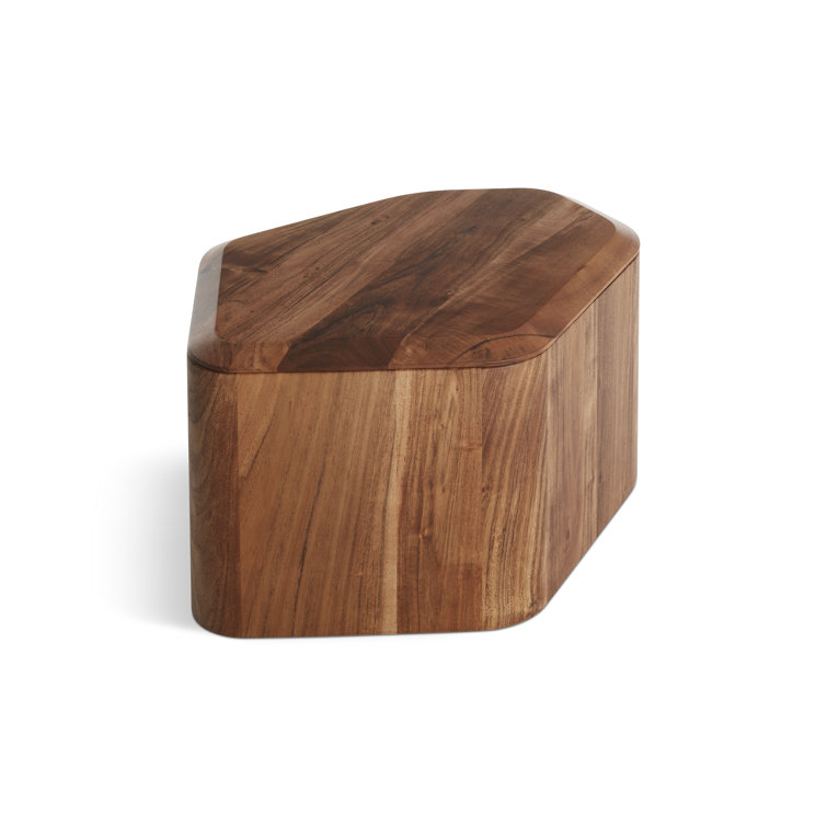 Acacia Wood Rectangular Side Table with Storage