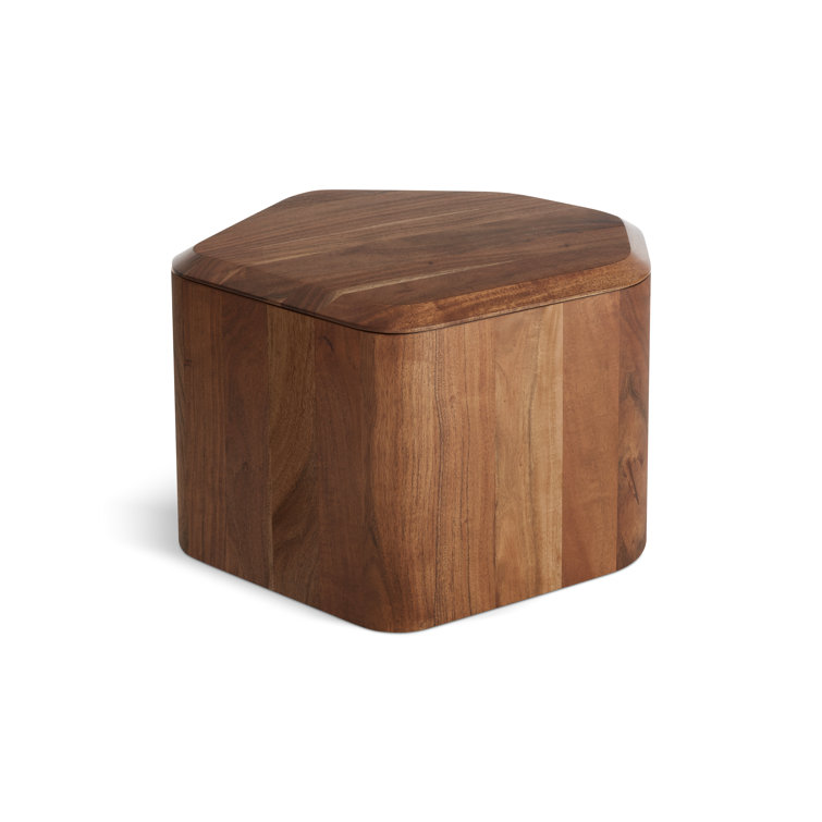 Acacia Wood Rectangular Side Table with Storage