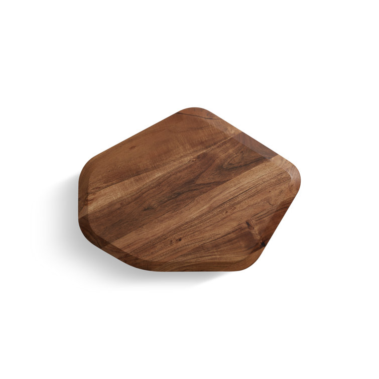 Acacia Wood Rectangular Side Table with Storage