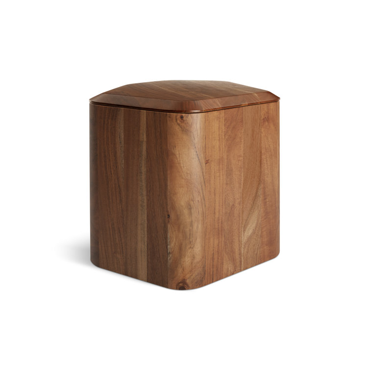 Acacia Wood Rectangular Side Table with Storage