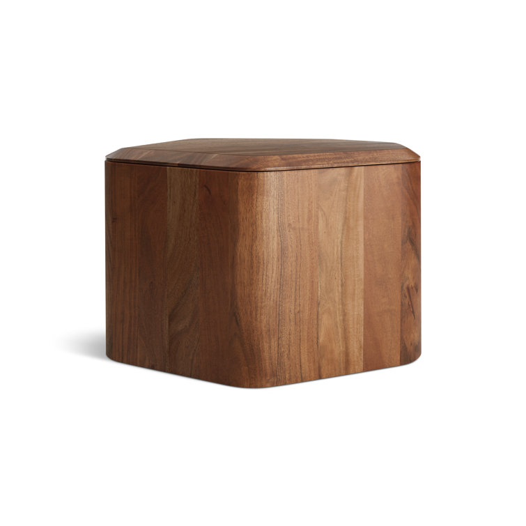 Acacia Wood Rectangular Side Table with Storage