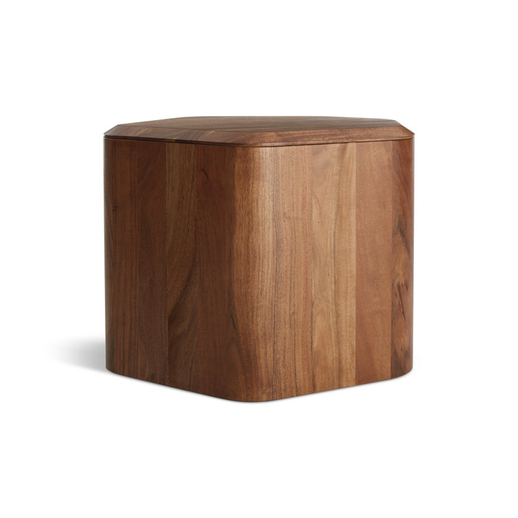 Acacia Wood Rectangular Side Table with Storage