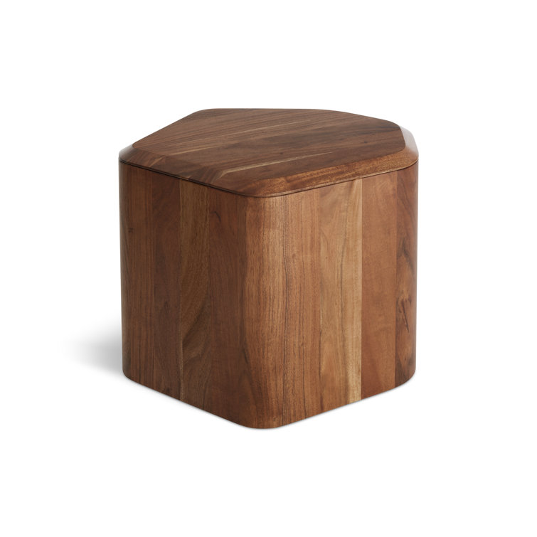Acacia Wood Rectangular Side Table with Storage