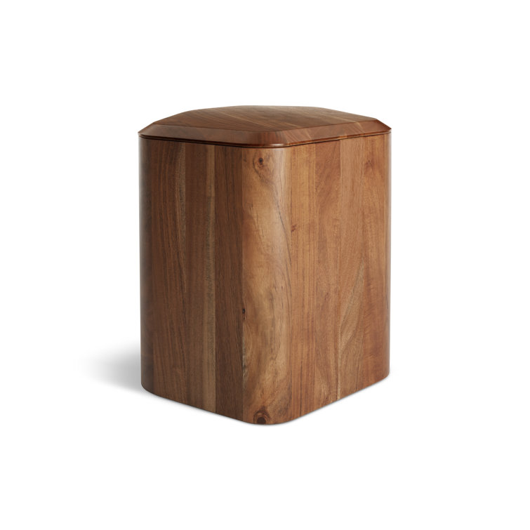 Acacia Wood Rectangular Side Table with Storage