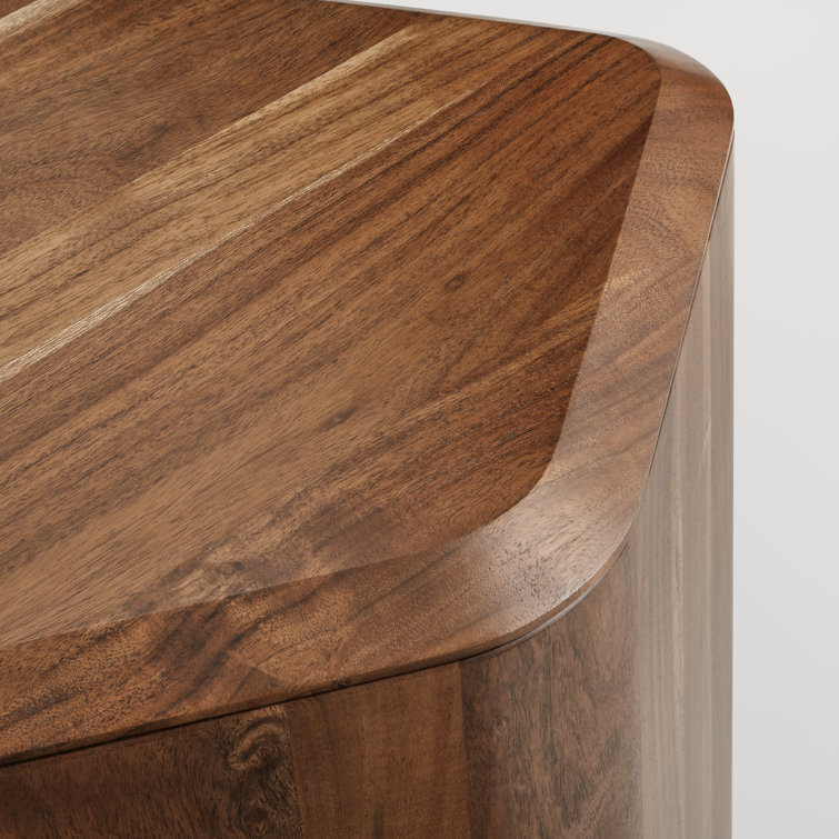 Acacia Wood Rectangular Side Table with Storage