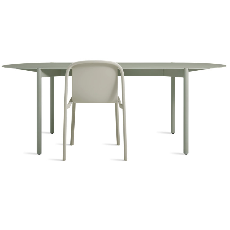 Gray Green Powder-Coated Aluminum Contemporary Dining Table