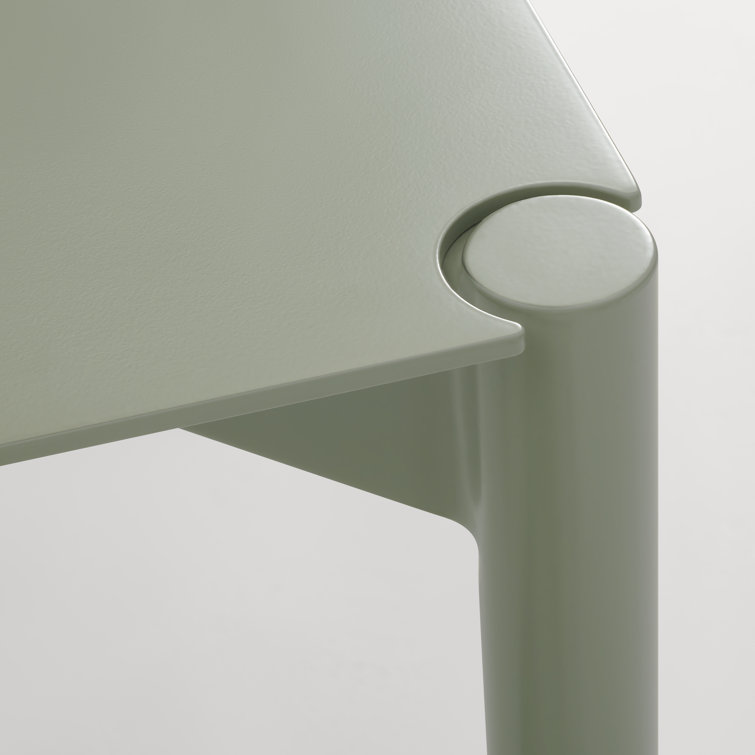 Gray Green Powder-Coated Aluminum 80" Dining Table