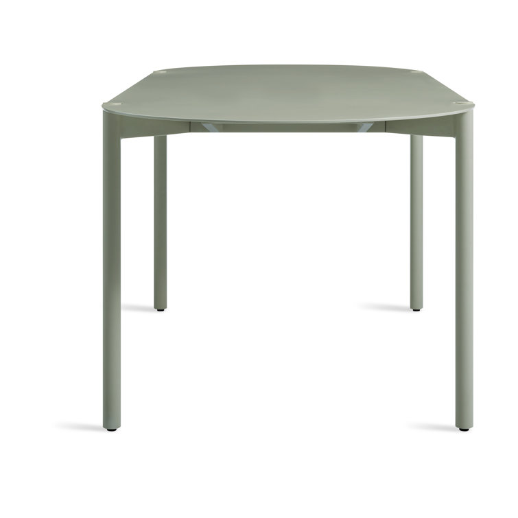 Gray Green Powder-Coated Aluminum Contemporary Dining Table