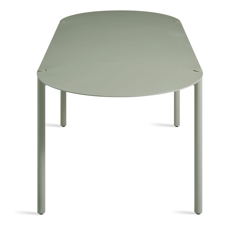 Gray Green Powder-Coated Aluminum Contemporary Dining Table