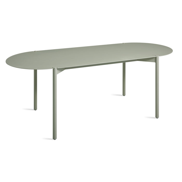 Gray Green Powder-Coated Aluminum Contemporary Dining Table