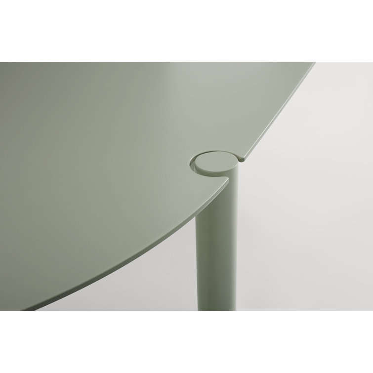 Gray Green Powder-Coated Aluminum Contemporary Dining Table