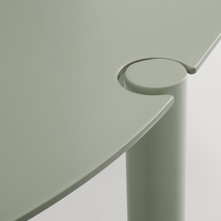 Gray Green Powder-Coated Aluminum Contemporary Dining Table