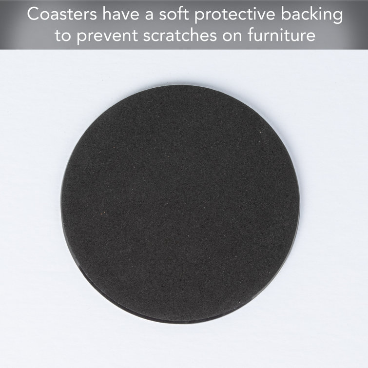 Stainless Steel Round 6-Piece Coaster Set with Holder