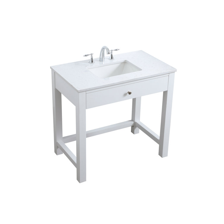 36 in White Freestanding Bathroom Vanity with Calacatta Marble Top