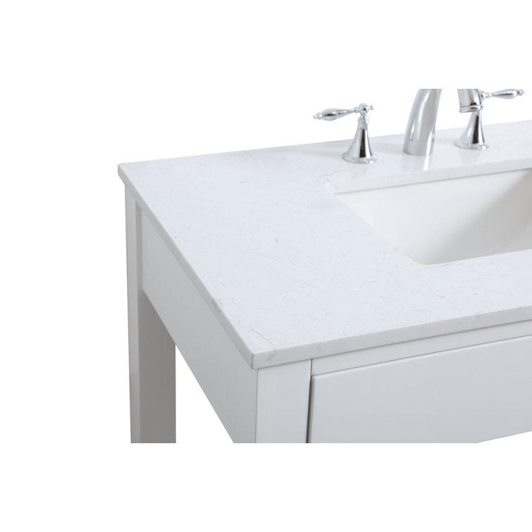 36 in White Freestanding Bathroom Vanity with Calacatta Marble Top