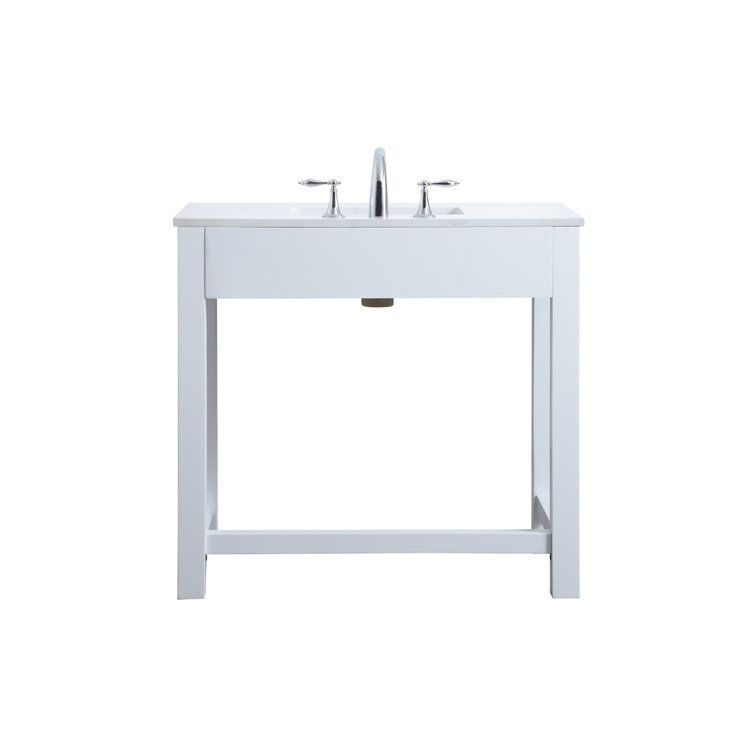 36 in White Freestanding Bathroom Vanity with Calacatta Marble Top