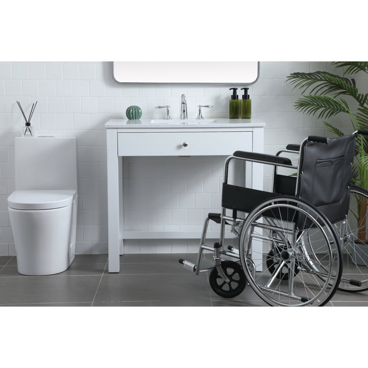 36 in White Freestanding Bathroom Vanity with Calacatta Marble Top
