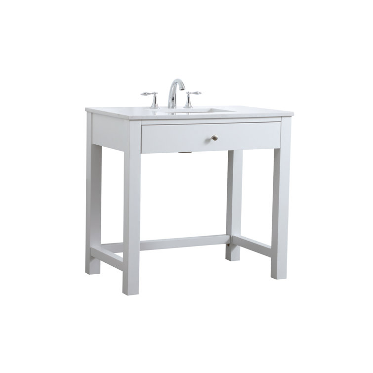 36 in White Freestanding Bathroom Vanity with Calacatta Marble Top