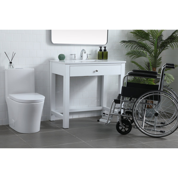 36 in White Freestanding Bathroom Vanity with Calacatta Marble Top