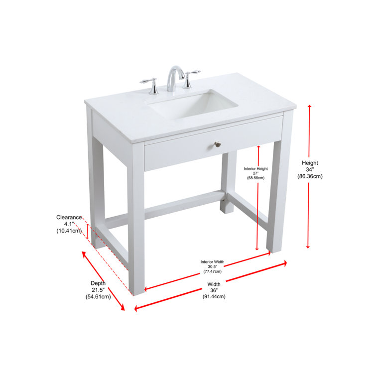 36 in White Freestanding Bathroom Vanity with Calacatta Marble Top