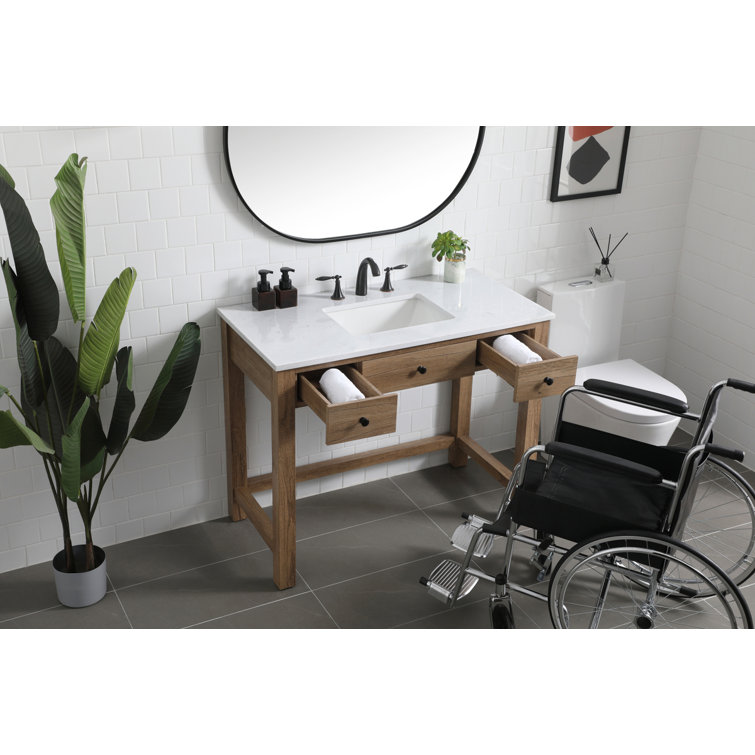 Hudson 42'' Natural Oak Single Bathroom Vanity with Marble Top