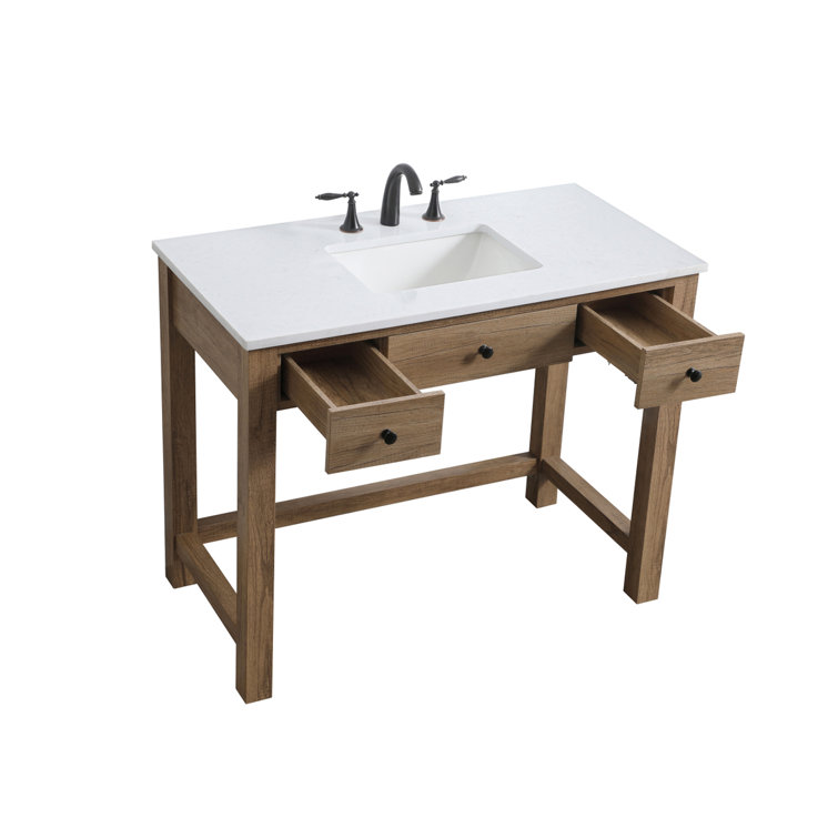 Hudson 42'' Natural Oak Single Bathroom Vanity with Marble Top