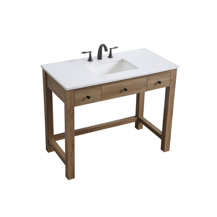 Hudson 42'' Natural Oak Single Bathroom Vanity with Marble Top