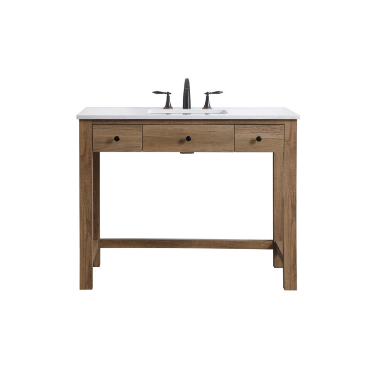 Hudson 42'' Natural Oak Single Bathroom Vanity with Marble Top