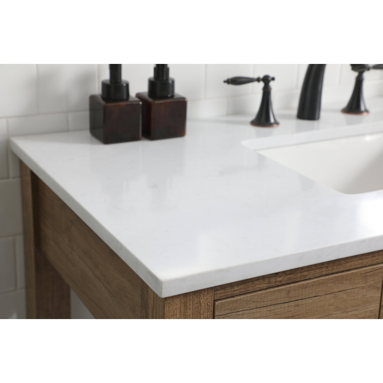 Hudson 42'' Natural Oak Single Bathroom Vanity with Marble Top