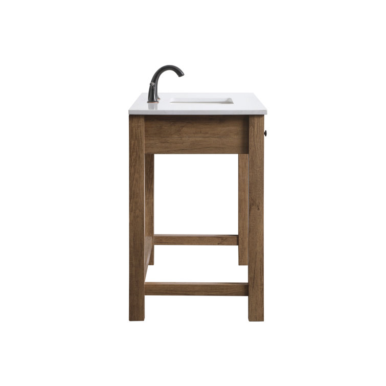 Hudson 42'' Natural Oak Single Bathroom Vanity with Marble Top