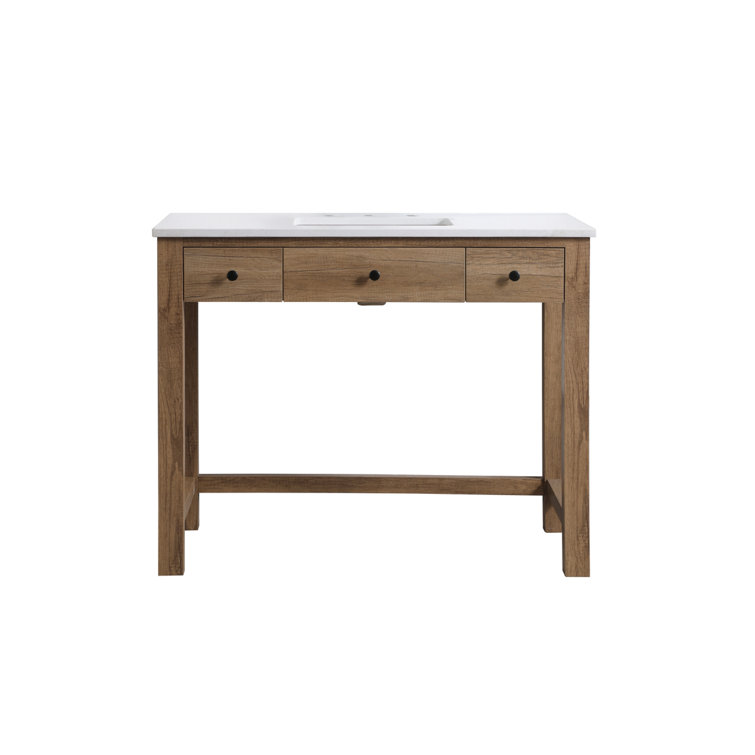 Hudson 42'' Natural Oak Single Bathroom Vanity with Marble Top