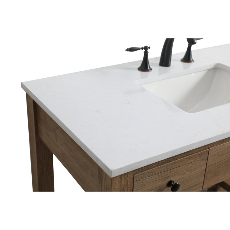 Hudson 42'' Natural Oak Single Bathroom Vanity with Marble Top