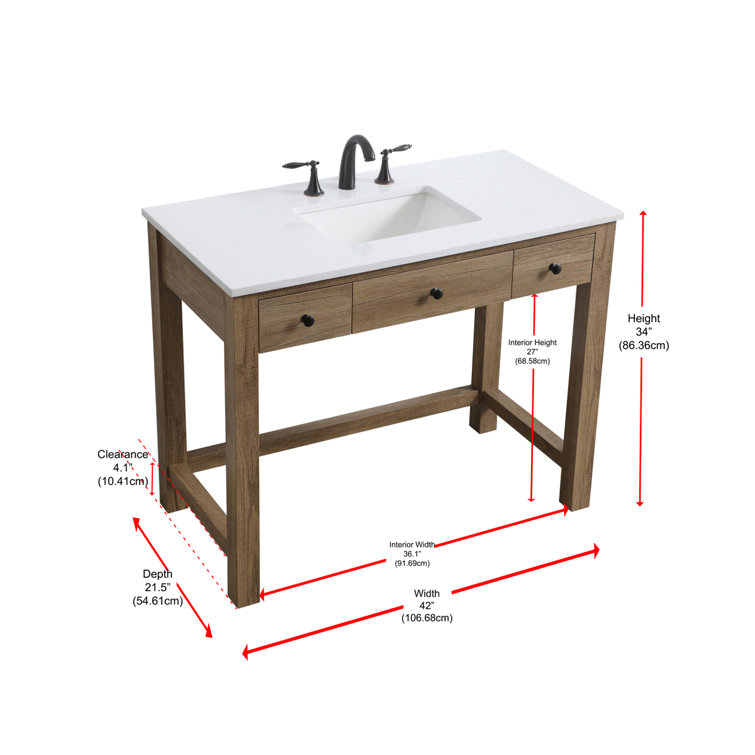 Hudson 42'' Natural Oak Single Bathroom Vanity with Marble Top