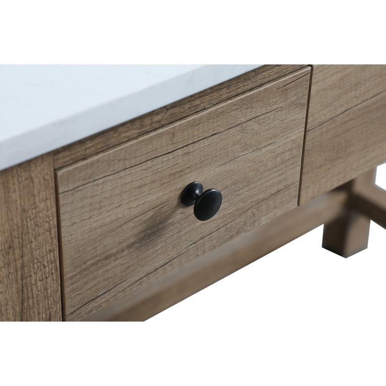 Hudson 42'' Natural Oak Single Bathroom Vanity with Marble Top