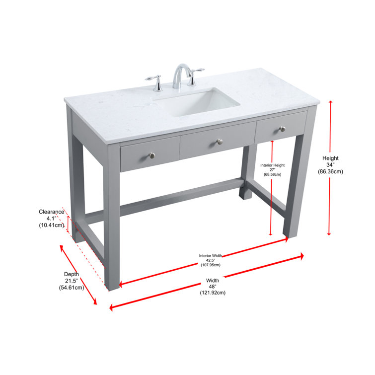 Hudson 48'' Gray Single Bathroom Vanity with Calacatta Marble Top