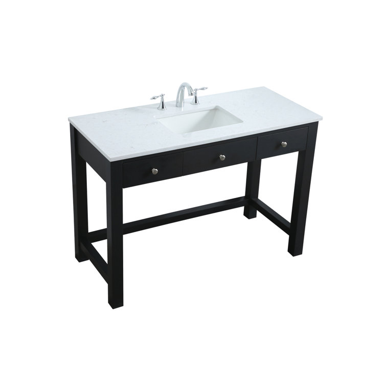 Hudson 48'' Black Freestanding Single Bathroom Vanity with Marble Top